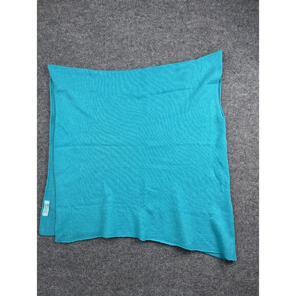 Go Lightly Cashmere Poncho Womens One Size Teal Knit Asymmetrical Wrap Shawl - Picture 1 of 6
